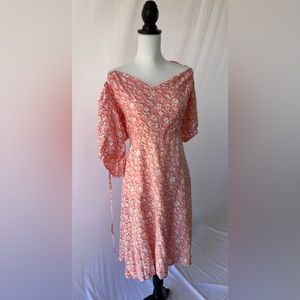 NWT Pink Floral Tie Neck Dress by Eloquii, sz 24